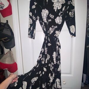 Ralph Lauren Black and White Wrap Sundress with V-Neck